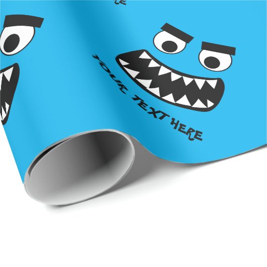 Grappig blauw monster kinderverjaardag inpakpapier (Rol Hoek)