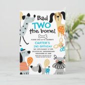 Grappig Blauw Slecht Twee De Bone Honden 2e Verjaa Kaart (Staand voorkant)