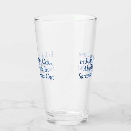 Grappig blauw Tekst Man Grot Sarcasme Ontwerp Glas (Rechts)