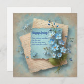 Grappig  blauw vergeet me niet bloemen feestdagenkaart (Voorkant / Achterkant)