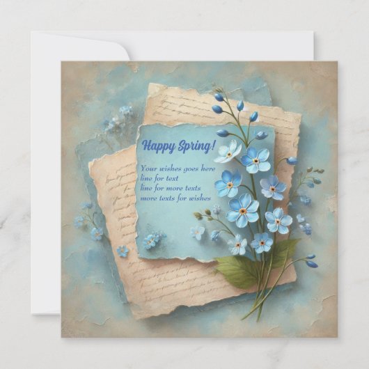 Grappig  blauw vergeet me niet bloemen feestdagenkaart (Voorkant)