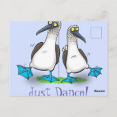 Grappig blauw-voetschoen-zeevogel-dansende cartoon briefkaart (Achterkant)
