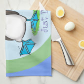 Grappig blauw-voetschoen-zeevogel-dansende cartoon theedoek (Quarter Fold)