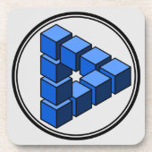 Grappig blauw zwart grijs onmogelijke driehoek blo bier onderzetter (Voorkant)