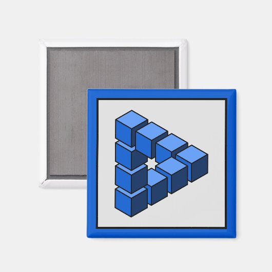 Grappig blauw zwart grijs onmogelijke driehoek blo magneet (Voorkant / Achterkant)