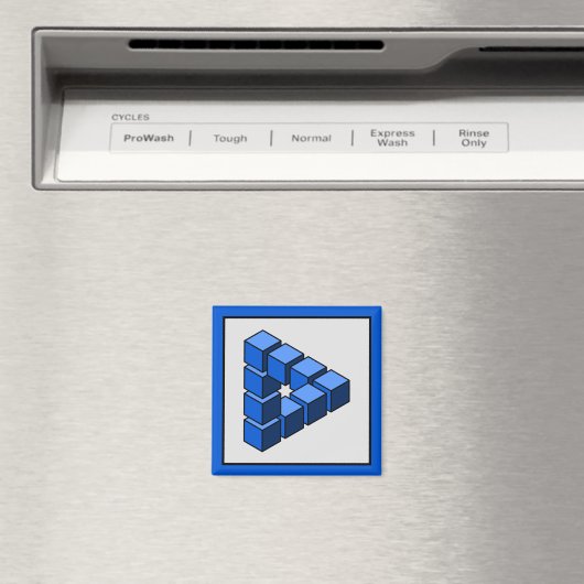 Grappig blauw zwart grijs onmogelijke driehoek blo magneet (Insitu (Vaatwasser))