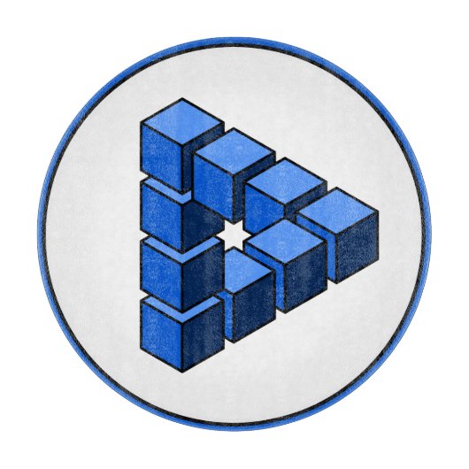 Grappig blauw zwart onmogelijk driehoek blokken snijplank (Voorkant)