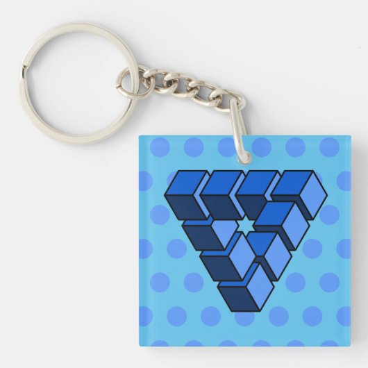 Grappig Blauw Zwart Speelgoed Blokken Driehoek Vec Sleutelhanger (voorkant)