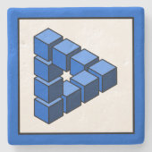 Grappig Blauw Zwart Speelgoed Blokken Driehoek Vec Stenen Onderzetter (Voorkant)