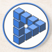 Grappig Blauw Zwart Wit Onmogelijke Driehoek Blokk Zandsteen Onderzetter (Voorkant)