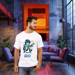Grappig Blauwe Basgitarist Karakter Muziek T-shirt