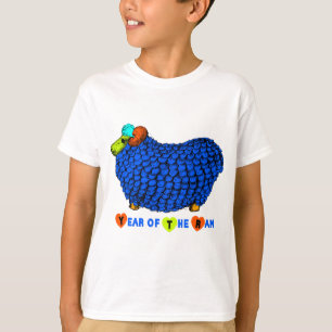 Grappig Blauwe Ram Chinees Nieuwjaar Zodiac Kinder T-shirt