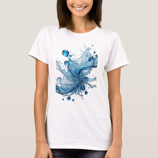 Grappig Blauwe WATER SPLASH Citaat T-shirt (Voorkant)