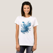 Grappig Blauwe WATER SPLASH Citaat T-shirt (Voorkant volledig)