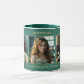 Grappig Blauwgroen Art Deco Vrouwen Foto Mok (Midden)