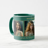 Grappig Blauwgroen Art Deco Vrouwen Foto Mok (Voorkant links)