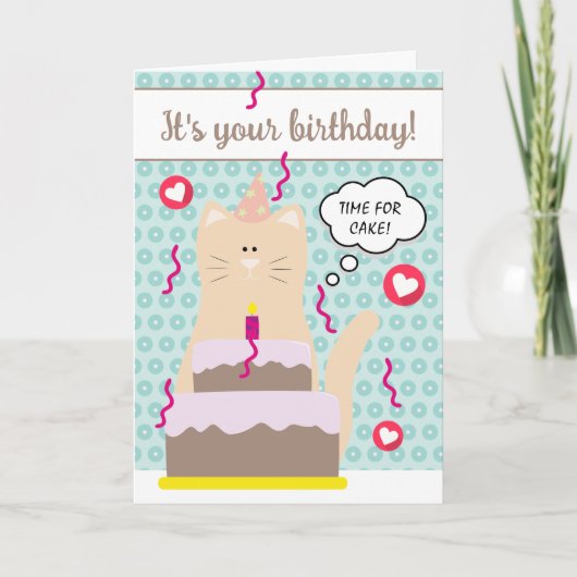 Grappig Blauwgroen blauw kat tijd voor een gelukki Kaart (Voorkant)