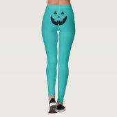 Grappig blauwgroen Jack o lantaarn pompoen gezicht Leggings (Achterkant)