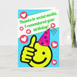 Grappig Blauwgroen Smile Face Social Media Happy B Kaart