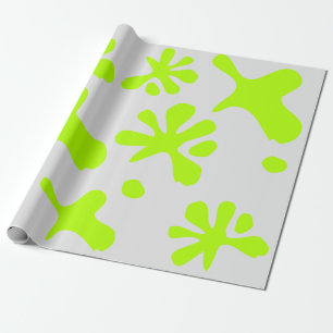 Grappig bleek grijs en neongroen slijmpatroon kind cadeaupapier