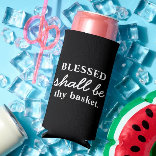 Grappig "Blessed shall be Thket" zwart-wit Seltzer Blikjeskoeler (Insitu Zomer)