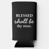 Grappig "Blessed shall be Thket" zwart-wit Seltzer Blikjeskoeler (Achterkant)