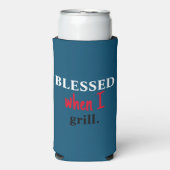 Grappig "Blessed when I Grill", vierde patriottisc Seltzer Blikjeskoeler (Seltzer Voorkant)