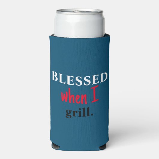 Grappig "Blessed when I Grill", vierde patriottisc Seltzer Blikjeskoeler (Seltzer Voorkant)