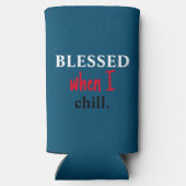 Grappig "Blessed when I Grill", vierde patriottisc Seltzer Blikjeskoeler (Achterkant)