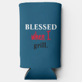 Grappig "Blessed when I Grill", vierde patriottisc Seltzer Blikjeskoeler (Voorkant)