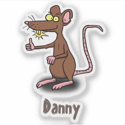 Grappig blij bruin rattenschilderij cartoon sticker (Voorkant)