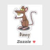 Grappig blij bruin rattenschilderij cartoon sticker (Vel)