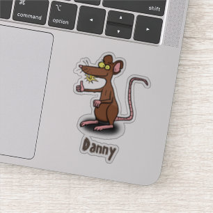 Grappig blij bruin rattenschilderij cartoon sticker
