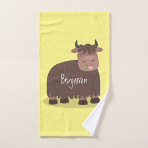 Grappig blij dat ik gras cartoon zie eten bad handdoek