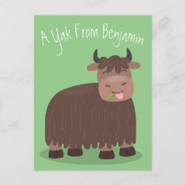 Grappig blij dat ik gras cartoon zie eten briefkaart
