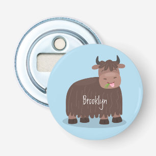 Grappig blij dat ik gras cartoon zie eten button flesopener
