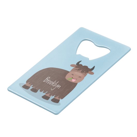 Grappig blij dat ik gras cartoon zie eten creditkaart flessenopener (Achterkant Gekanteld)