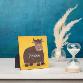 Grappig blij dat ik gras cartoon zie eten fotoplaat (Insitu)