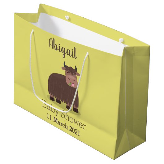 Grappig blij dat ik gras cartoon zie eten groot cadeauzakje (Voorkant Gekanteld)