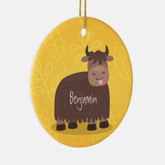 Grappig blij dat ik gras cartoon zie eten keramisch ornament (Rechts)