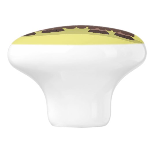 Grappig blij dat ik gras cartoon zie eten keramische knop (Zijkant)