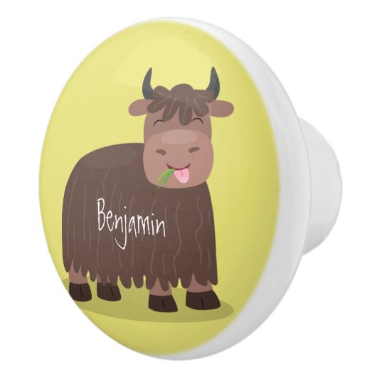 Grappig blij dat ik gras cartoon zie eten keramische knop (Rechts)