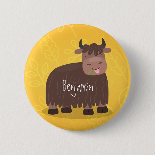 Grappig blij dat ik gras cartoon zie eten ronde button 5,7 cm (Voorkant)