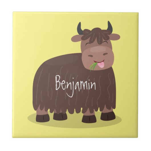 Grappig blij dat ik gras cartoon zie eten tegeltje (Voorkant)