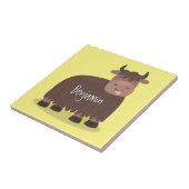 Grappig blij dat ik gras cartoon zie eten tegeltje (Zijkant)