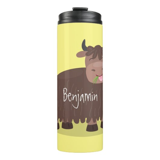 Grappig blij dat ik gras cartoon zie eten thermosbeker (Voorkant)