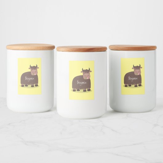 Grappig blij dat ik gras cartoon zie eten voedselcontainer etiket (Flessen)