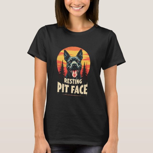 Grappig blij pitbull-gezicht - rustend pit-gezicht t-shirt (Voorkant)