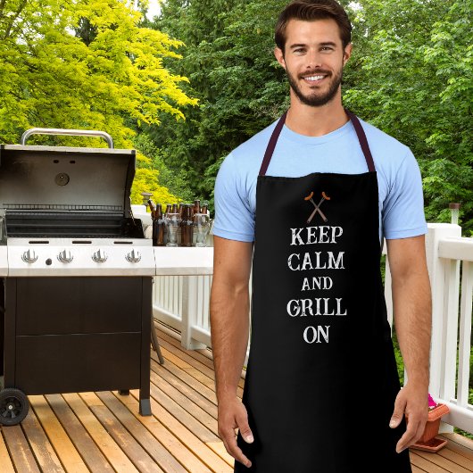 Grappig Blijf kalm en grill op Schort