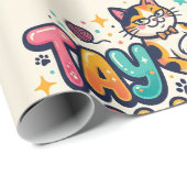Grappig blijf positief kattenliefhebber cadeau cadeaupapier (Rol Hoek)